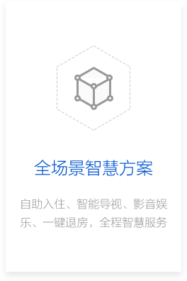 全场景智慧方案 自助入住、智能导视、影音娱乐、一键退房，全程智慧服务 